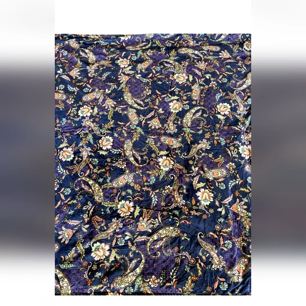 Johnny Was Lauren Canyon Cozy Sherpa Blanket Reversible Darnahta Peacock Flower